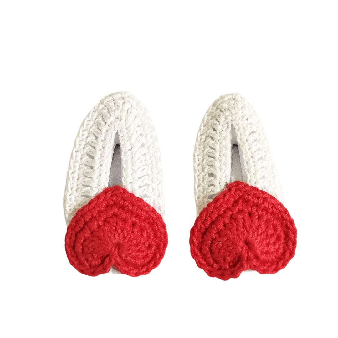 Happy Threads | Charming Handmade Red Heart Hair Clips for Kids - Whimsical Crochet Accessories - Hair accessories