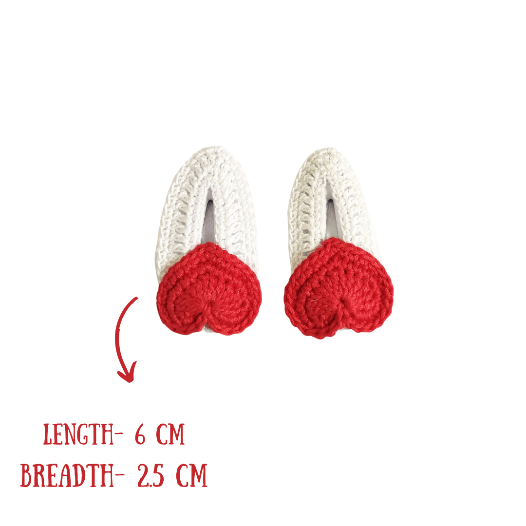 Happy Threads | Charming Handmade Red Heart Hair Clips for Kids - Whimsical Crochet Accessories - Hair accessories