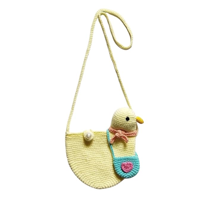 Happy Threads | Charming Yellow Duck Crochet Purse for Little Girls - Handmade Kids' Fashion Accessory - Crochet Handbag