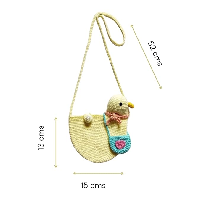 Happy Threads | Charming Yellow Duck Crochet Purse for Little Girls - Handmade Kids' Fashion Accessory - Crochet Handbag