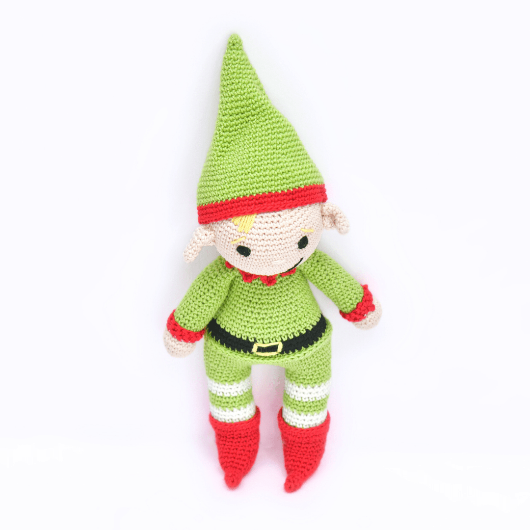 Happy Threads | Cheerful Crochet Boy Elf Soft Toy – Handcrafted Holiday Gift & Décor - Christmas Decor