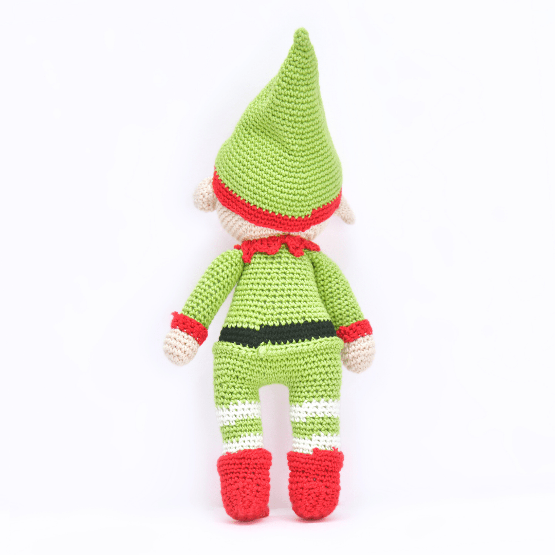 Happy Threads | Cheerful Crochet Boy Elf Soft Toy – Handcrafted Holiday Gift & Décor - Christmas Decor