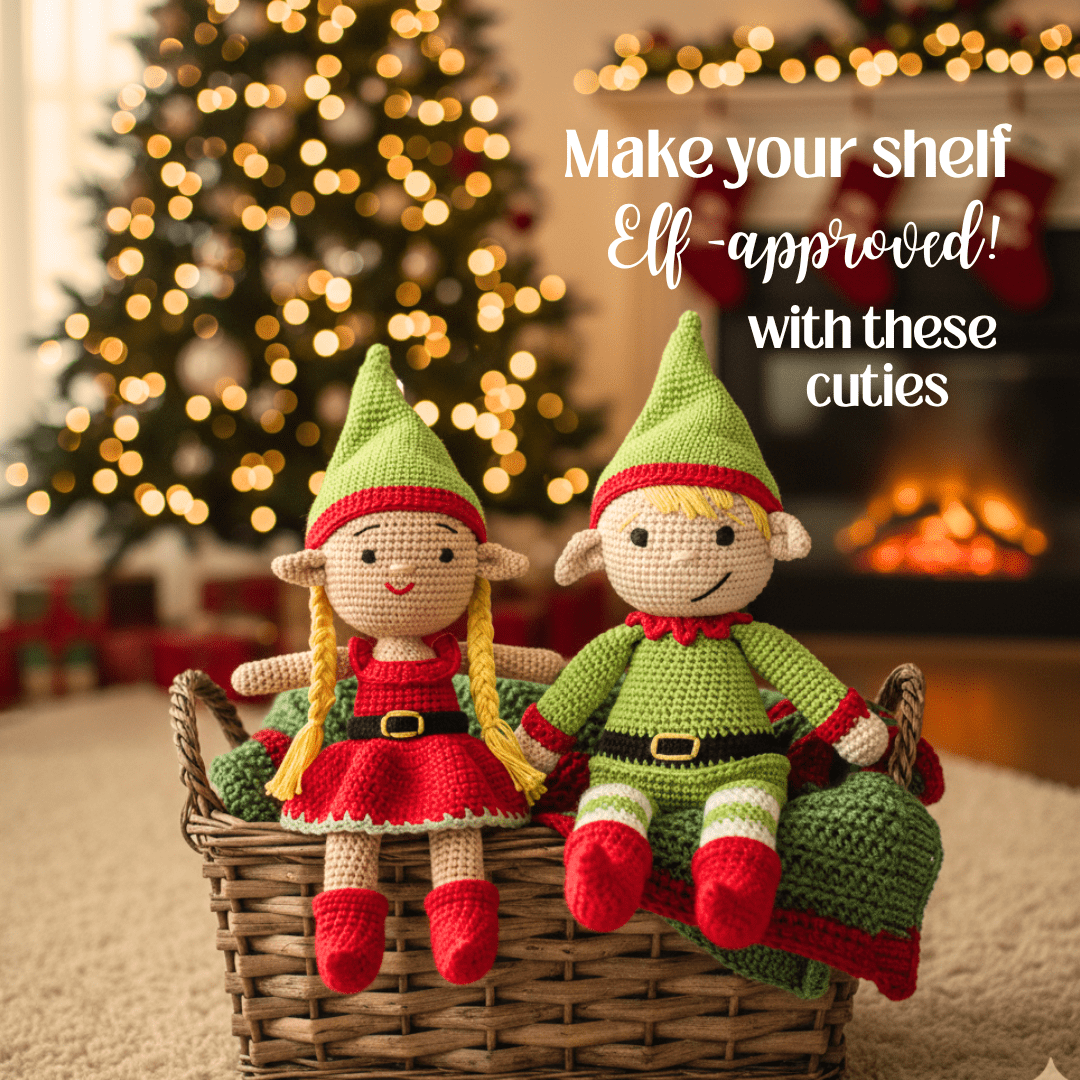 Happy Threads | Cheerful Crochet Girl Elf Soft Toy – Handcrafted Holiday Delight - Christmas Decor