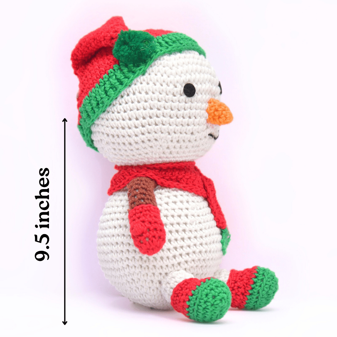 Happy Threads | Cheerful Crochet Happy Snowman Soft Toy – Handcrafted Holiday Gift & Décor - Christmas Decor