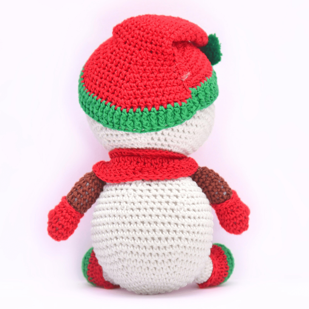 Happy Threads | Cheerful Crochet Happy Snowman Soft Toy – Handcrafted Holiday Gift & Décor - Christmas Decor
