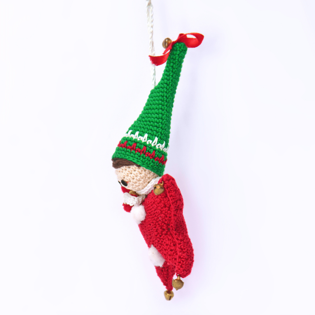 Happy Threads | Christmas Star Elf Amigurumi Ornament | Handmade Holiday Tree Decoration - Christmas Decor