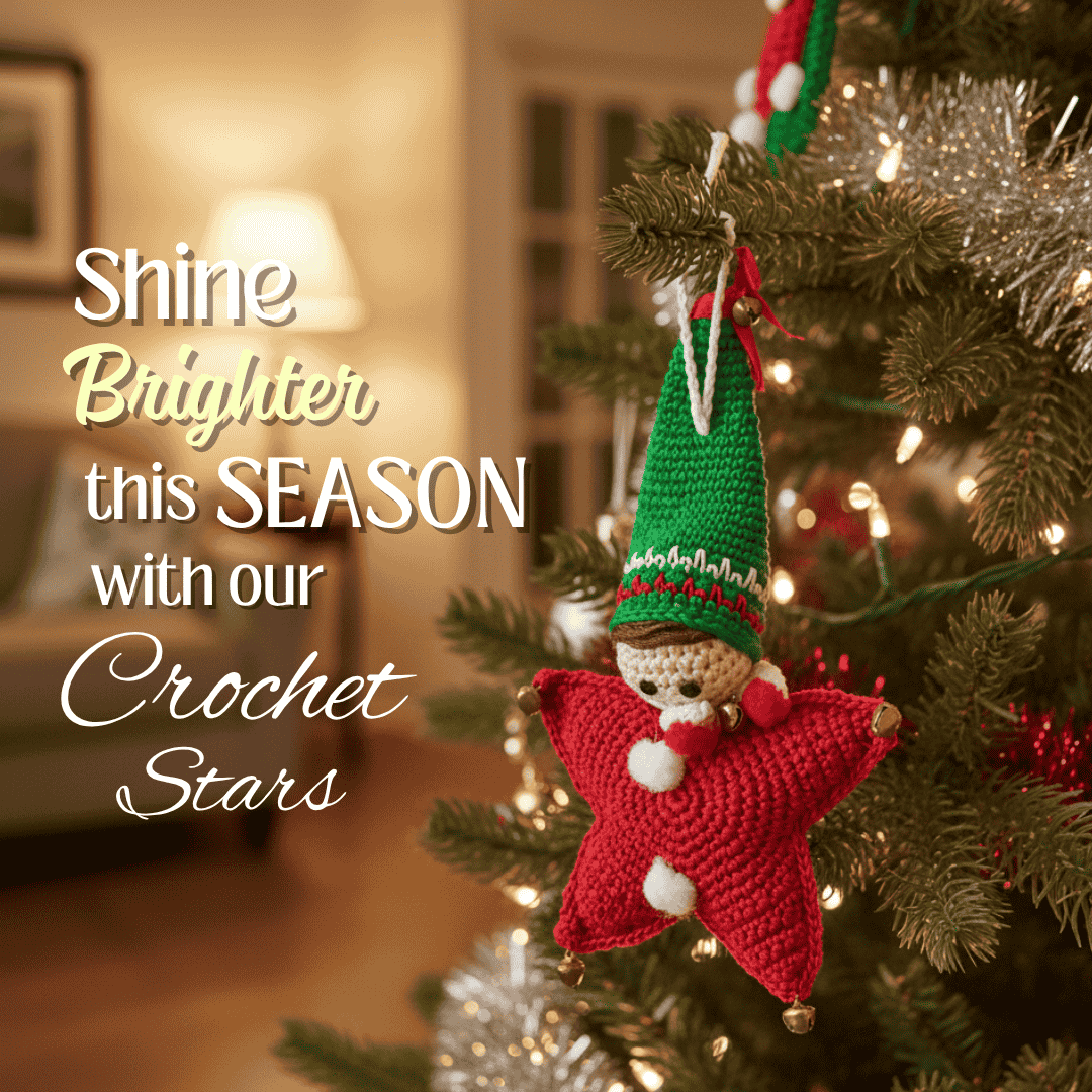 Happy Threads | Christmas Star Elf Amigurumi Ornament | Handmade Holiday Tree Decoration - Christmas Decor