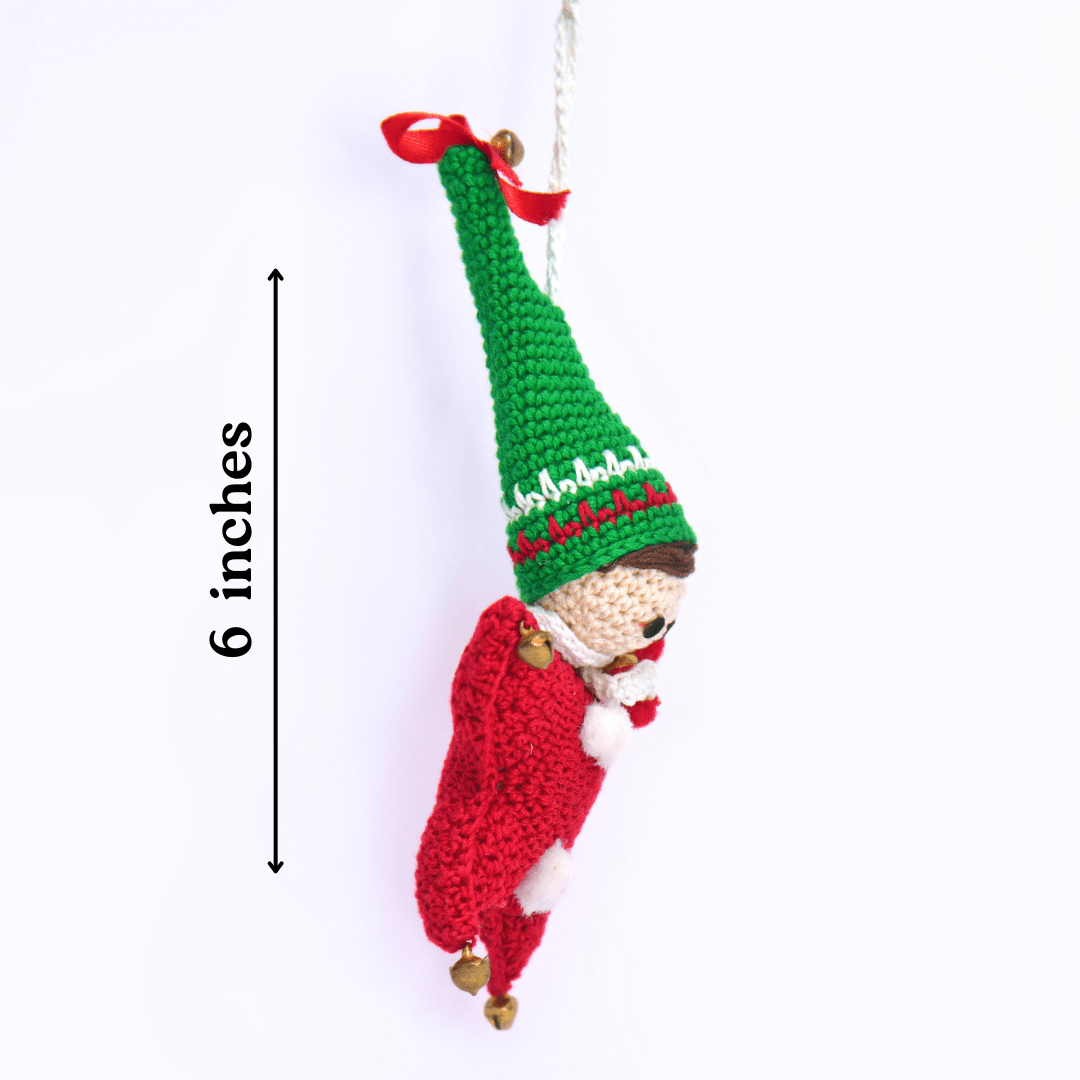 Happy Threads | Christmas Star Elf Amigurumi Ornament | Handmade Holiday Tree Decoration - Christmas Decor