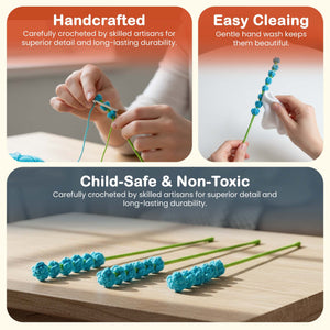 Happy Threads Crochet Bouquet Fillers bright blue | The Mom Store - Single stem flowers