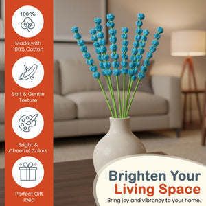 Happy Threads Crochet Bouquet Fillers bright blue | The Mom Store - Single stem flowers