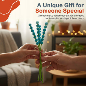 Happy Threads Crochet Bouquet Fillers bright blue | The Mom Store - Single stem flowers