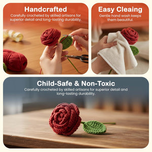 Happy Threads Crochet Cabbage Rose cream | The Mom Store - Single stem flowers