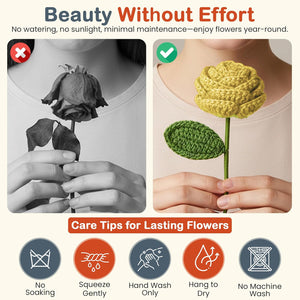 Happy Threads Crochet Cabbage Rose cream | The Mom Store - Single stem flowers