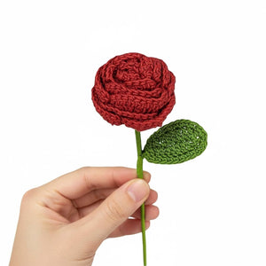 Happy Threads Crochet Cabbage Rose cream | The Mom Store - Single stem flowers