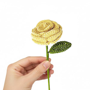 Happy Threads Crochet Cabbage Rose cream | The Mom Store - Single stem flowers