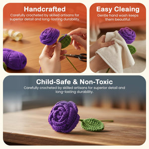 Happy Threads Crochet Cabbage Rose dark purple | The Mom Store - Single stem flowers