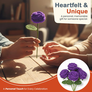 Happy Threads Crochet Cabbage Rose dark purple | The Mom Store - Single stem flowers