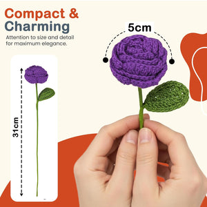 Happy Threads Crochet Cabbage Rose dark purple | The Mom Store - Single stem flowers