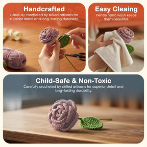 Happy Threads Crochet Cabbage Rose light pink | The Mom Store - Single stem flowers