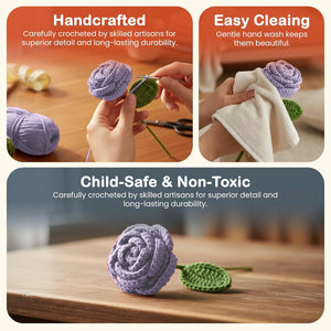 Happy Threads Crochet Cabbage Rose light purple | The Mom Store - Single stem flowers