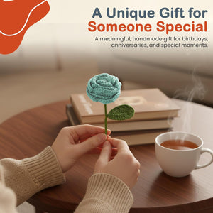 Happy Threads Crochet Cabbage Rose sea green | The Mom Store - Single stem flowers