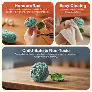 Happy Threads Crochet Cabbage Rose sea green | The Mom Store - Single stem flowers