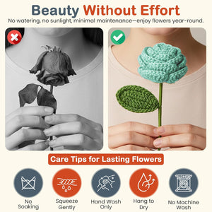 Happy Threads Crochet Cabbage Rose sea green | The Mom Store - Single stem flowers