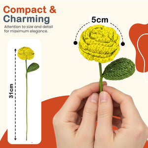 Happy Threads Crochet Cabbage Rose yellow | The Mom Store - Single stem flowers