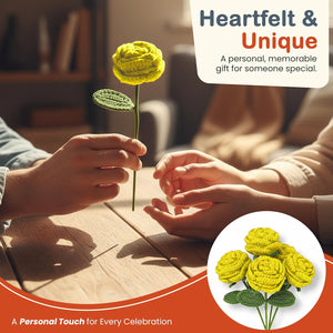 Happy Threads Crochet Cabbage Rose yellow | The Mom Store - Single stem flowers