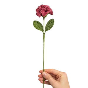 Happy Threads Crochet Carnation Flower Decor dark pink| The Mom Store - Single stem flowers