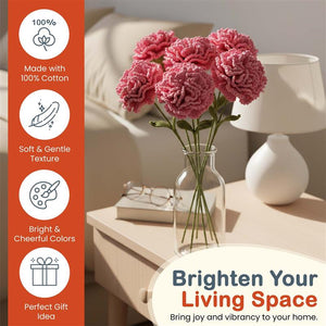 Happy Threads Crochet Carnation Flower Décor light pink | The Mom Store - Single stem flowers