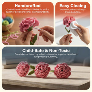 Happy Threads Crochet Carnation Flower Décor light pink | The Mom Store - Single stem flowers