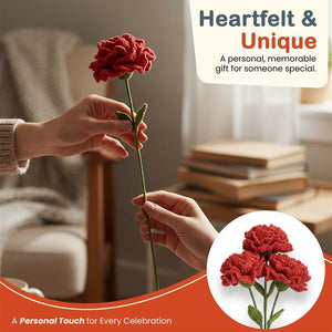 Happy Threads Crochet Carnation Flower Decor red| The Mom Store - Single stem flowers