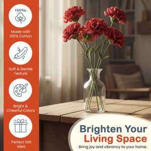 Happy Threads Crochet Carnation Flower Decor red| The Mom Store - Single stem flowers