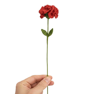 Happy Threads Crochet Carnation Flower Decor red| The Mom Store - Single stem flowers