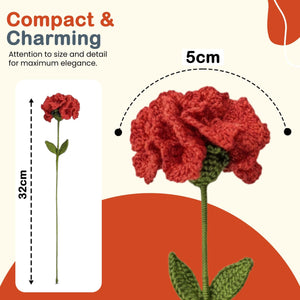 Happy Threads Crochet Carnation Flower Decor red| The Mom Store - Single stem flowers