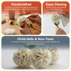 Happy Threads Crochet Carnation Flower Decor white| The Mom Store - Single stem flowers