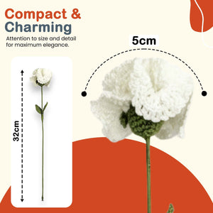 Happy Threads Crochet Carnation Flower Decor white| The Mom Store - Single stem flowers