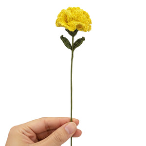 Happy Threads Crochet Carnation Flower Décor yellow | The Mom Store - Single stem flowers