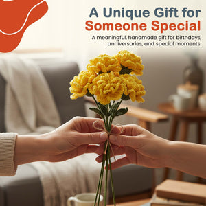 Happy Threads Crochet Carnation Flower Décor yellow | The Mom Store - Single stem flowers
