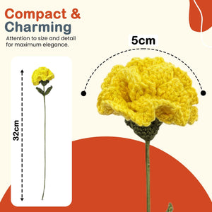 Happy Threads Crochet Carnation Flower Décor yellow | The Mom Store - Single stem flowers