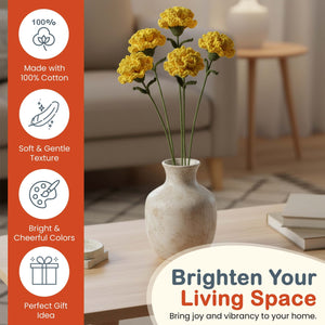 Happy Threads Crochet Carnation Flower Décor yellow | The Mom Store - Single stem flowers