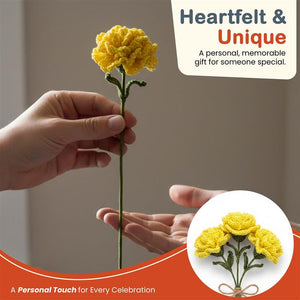 Happy Threads Crochet Carnation Flower Décor yellow | The Mom Store - Single stem flowers