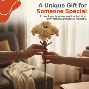 Happy Threads Crochet Carnation Flower Decorcream | The Mom Store - Single stem flowers
