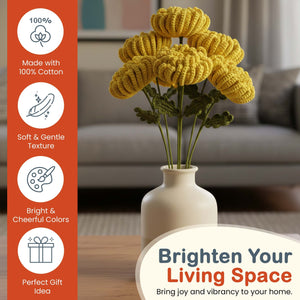 Happy Threads Crochet Chrysanthemum Flower yellow | The Mom Store - Single stem flowers