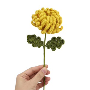 Happy Threads Crochet Chrysanthemum Flower yellow | The Mom Store - Single stem flowers
