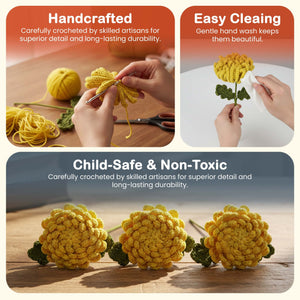 Happy Threads Crochet Chrysanthemum Flower yellow | The Mom Store - Single stem flowers