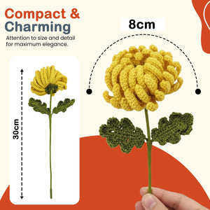 Happy Threads Crochet Chrysanthemum Flower yellow | The Mom Store - Single stem flowers