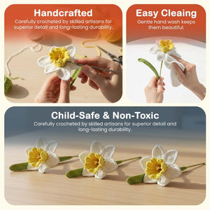 Happy Threads Crochet Daffodil Flower yellow| The Mom Store - Single stem flowers