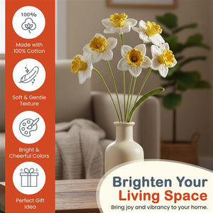 Happy Threads Crochet Daffodil Flower yellow| The Mom Store - Single stem flowers